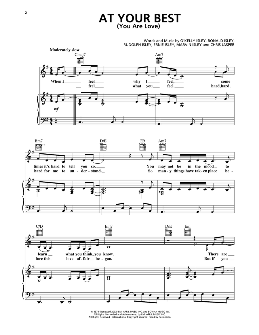At Your Best (You Are Love) Piano, Vocal, Guitar scores gallery preview page 1