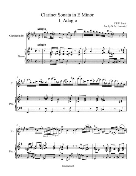 Clarinet Sonata in E Minor I. Adagio