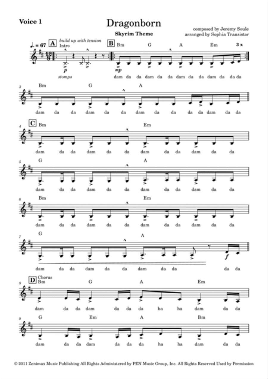 Dragonborn (skyrim Theme) 4-Part scores gallery preview page 4