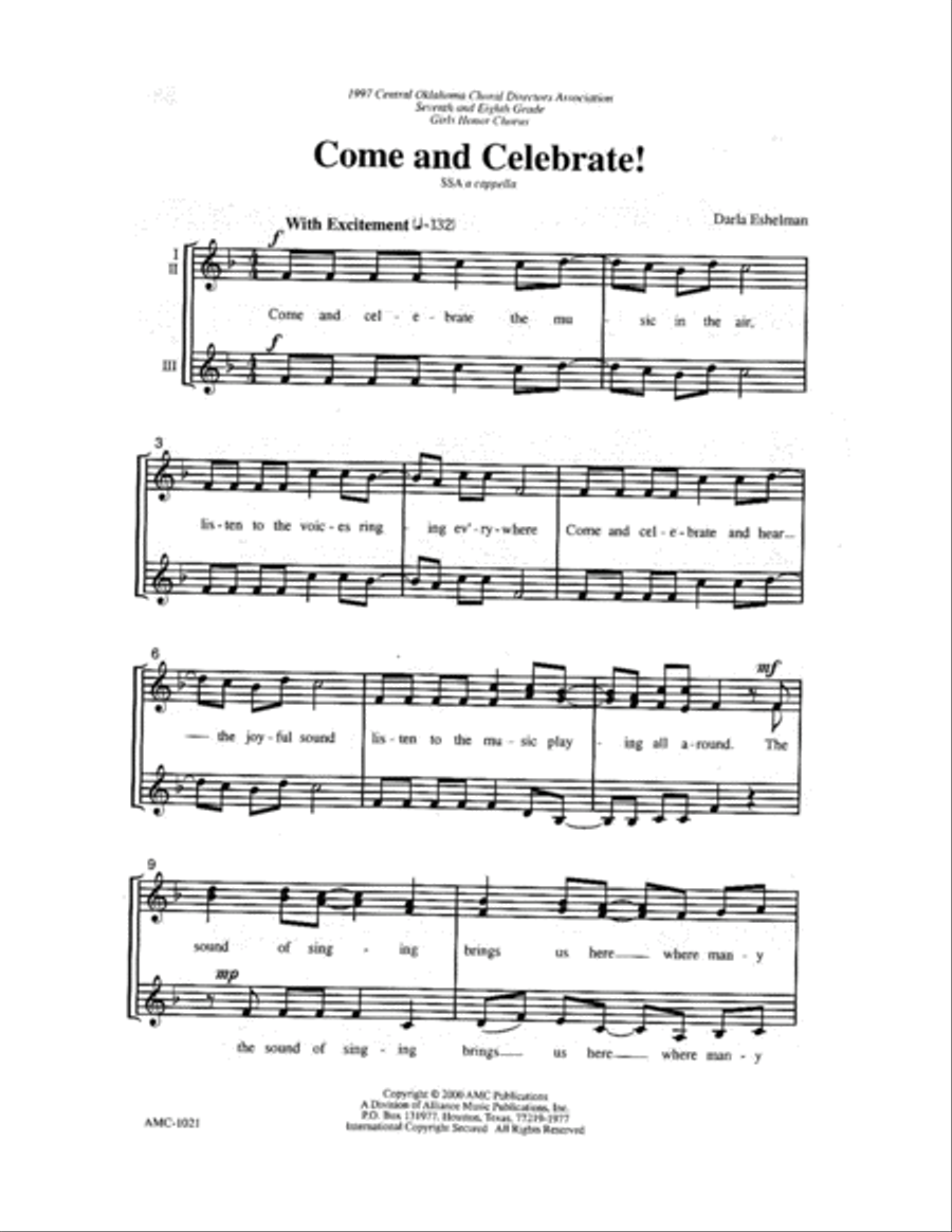 Come and Celebrate! Come and Celebrate! SSA scores gallery preview page 2