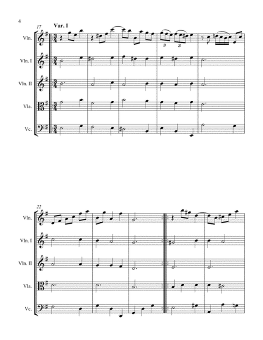 Sonata in E Minor for Violin and String Quartet III. Menuet