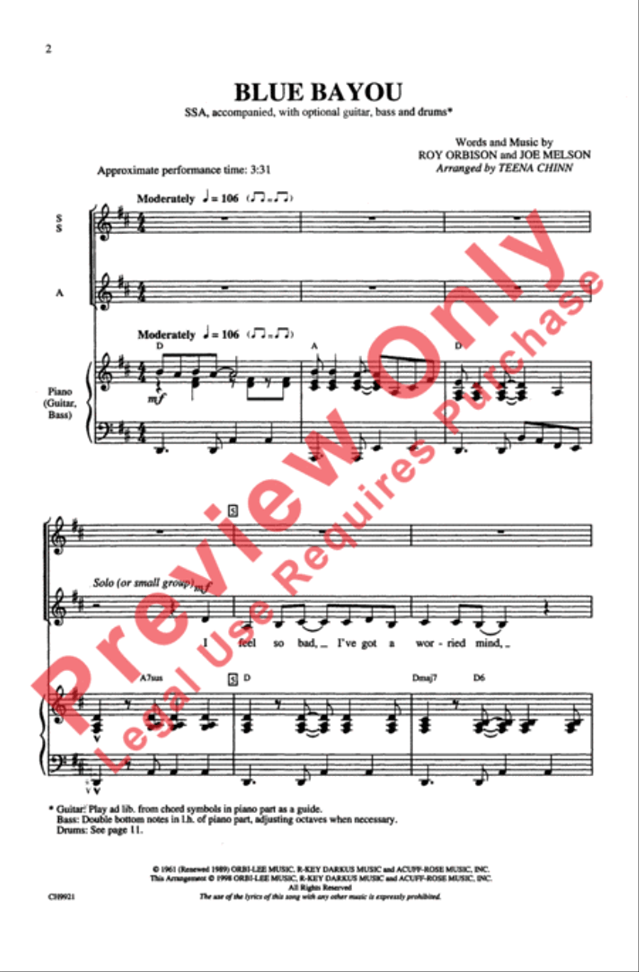 Blue Bayou Blue Bayou Women's Choir scores gallery preview page 2