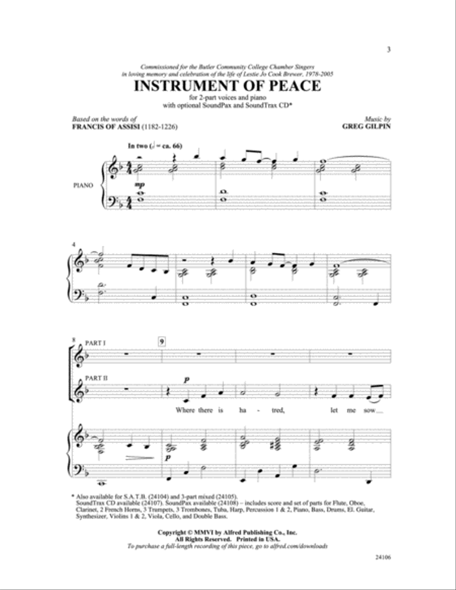 Instrument of Peace 2-Part scores gallery preview page 2