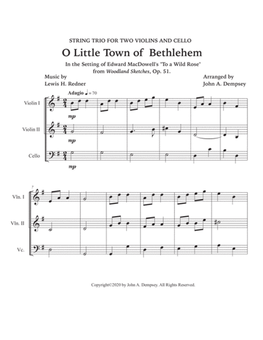 O Little Town of Bethlehem (String Trio): Two Violins and Cello image number null
