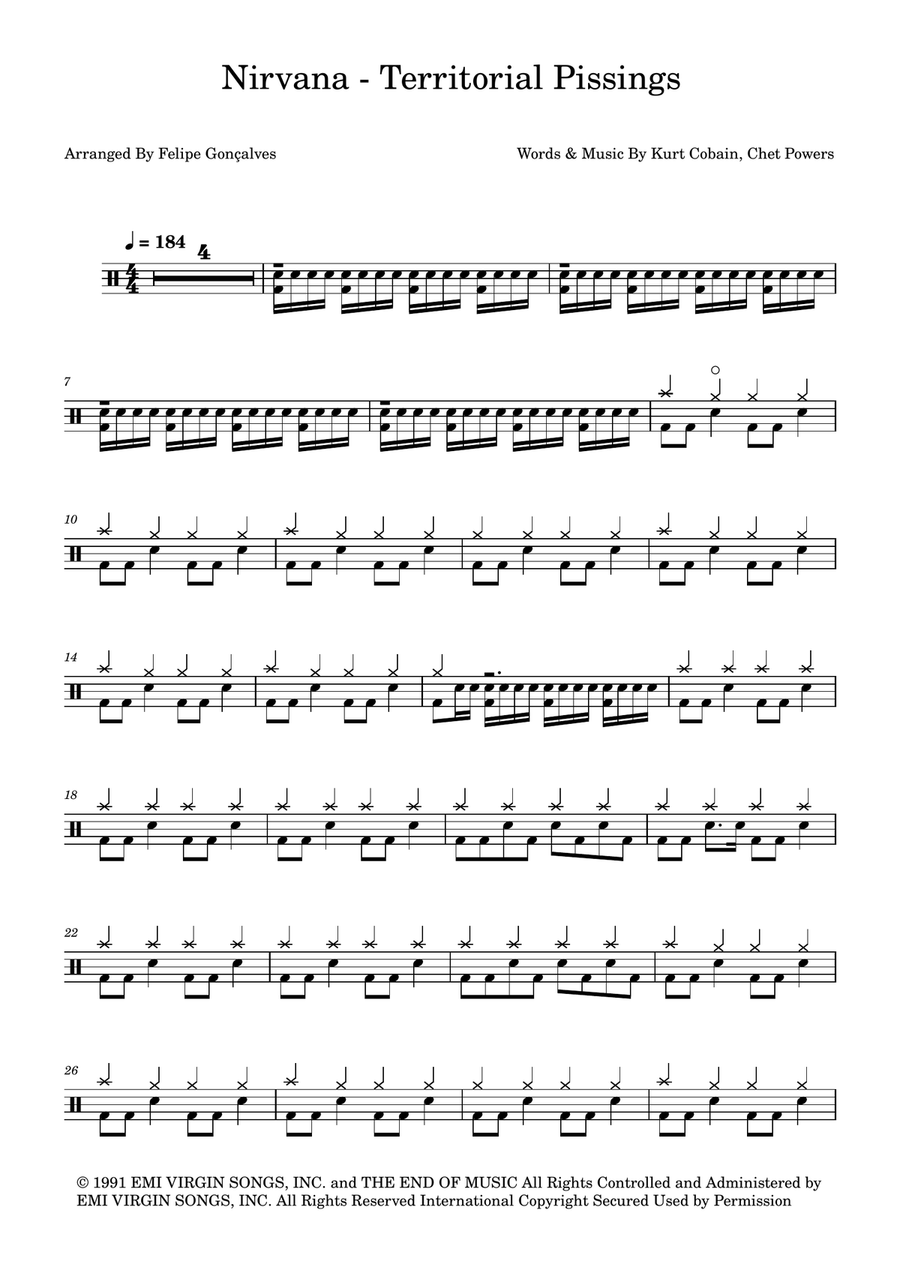 Territorial Pissings Drum Set scores gallery preview page 1