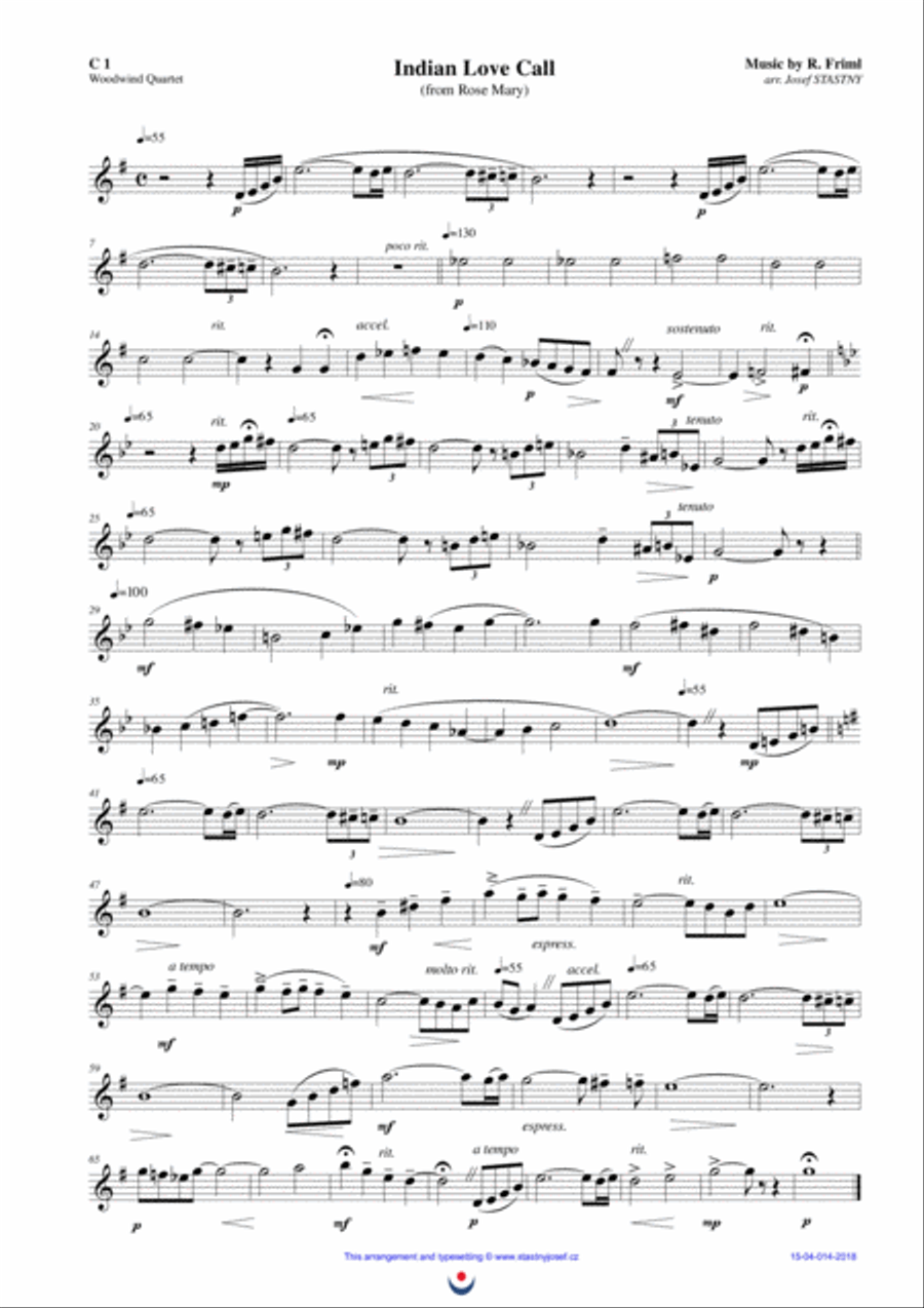 Indian Love Call Indian Love Call Woodwind Quartet scores gallery preview page 3
