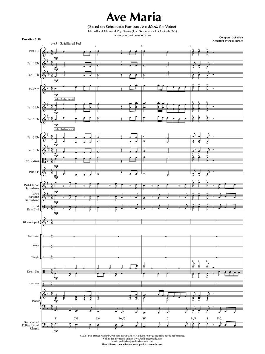 Ave Maria (Flexible Instrumentation) Concert Band scores gallery preview page 4