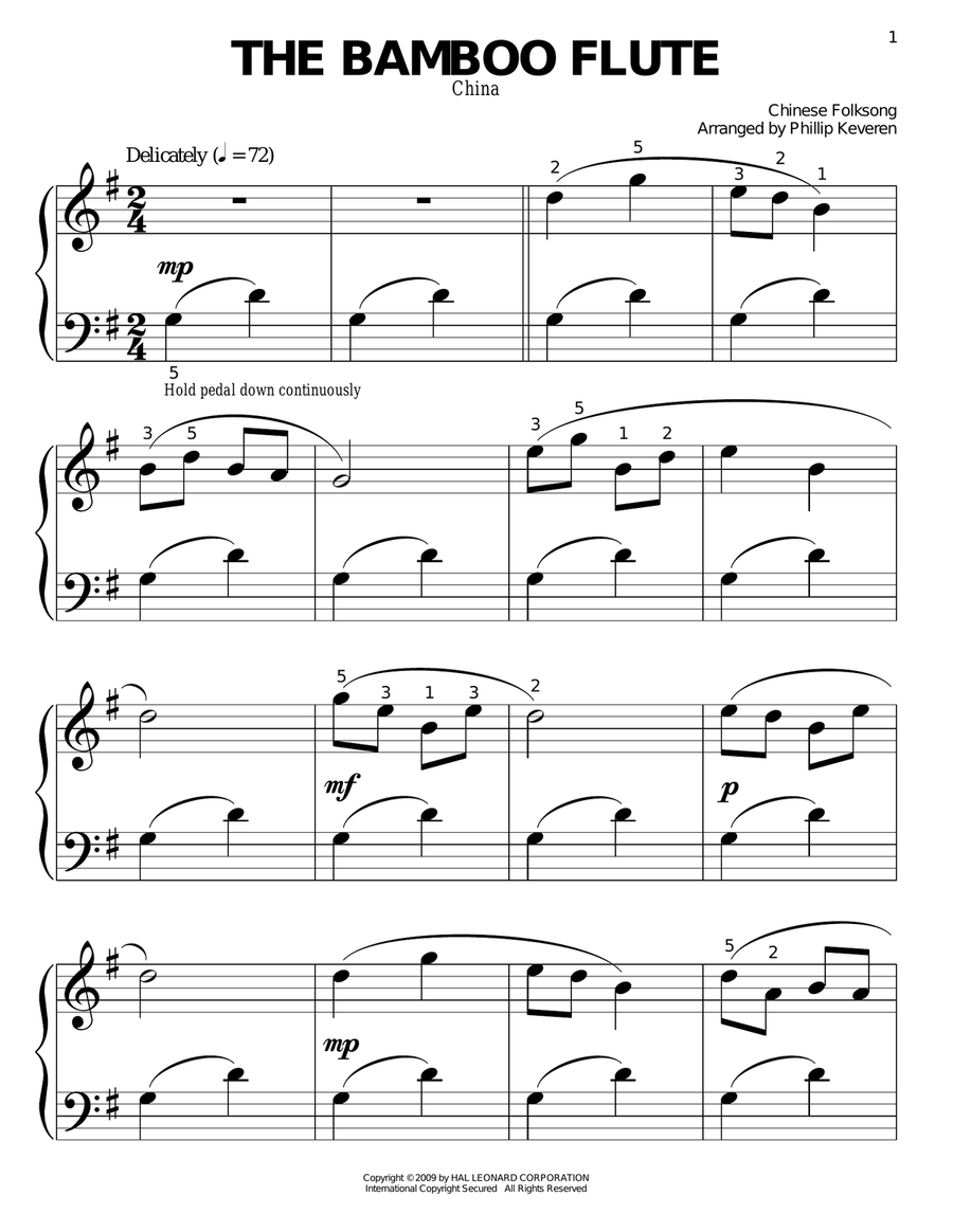The Bamboo Flute arr. Phillip Keveren by Chinese Folk Song
