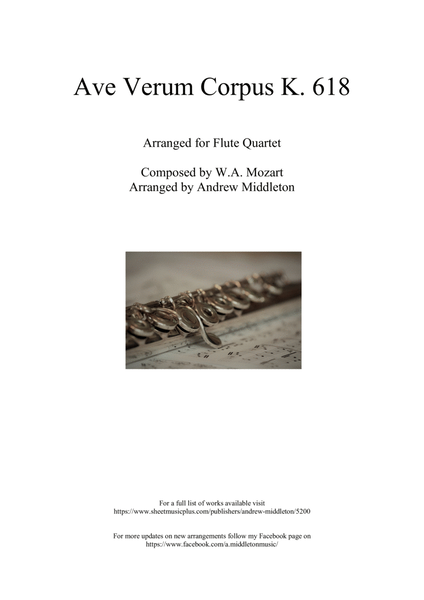 Ave Verum Corpus K. 618 arranged for Flute Quartet image number null