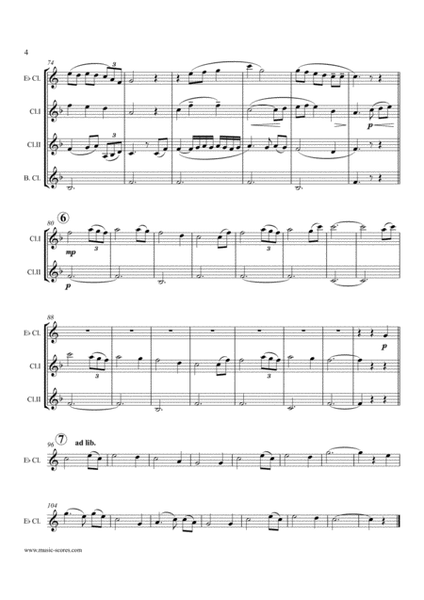 Amazing Grace - Eb Clarinet, 2 Bb Clarinets, Bass Clarinet image number null