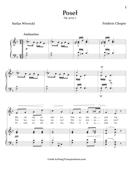 CHOPIN: Poseł, Op. 74 no. 7 (transposed to F major)
