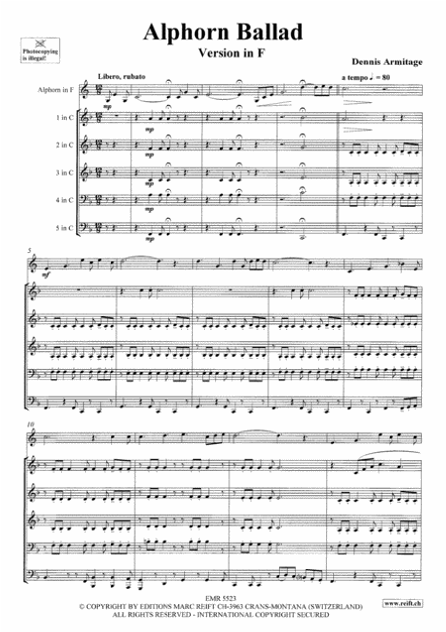 Alphorn Ballad Brass Quintet scores gallery preview page 3