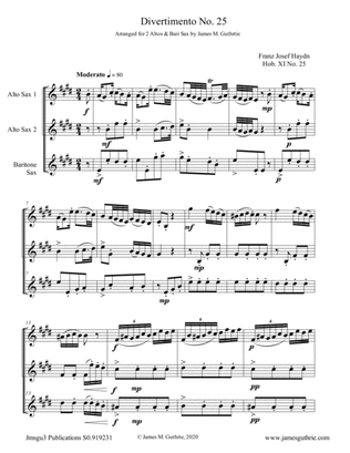 Book cover for Haydn: Divertimento No. 25 Trio for 2 Alto Saxes & Bari Sax
