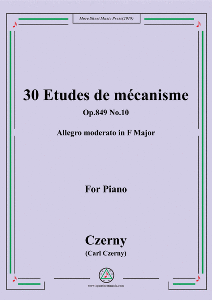 Czerny-30 Etudes de mécanisme,Op.849 No.10,Allegro moderato in F Major,for Piano image number null