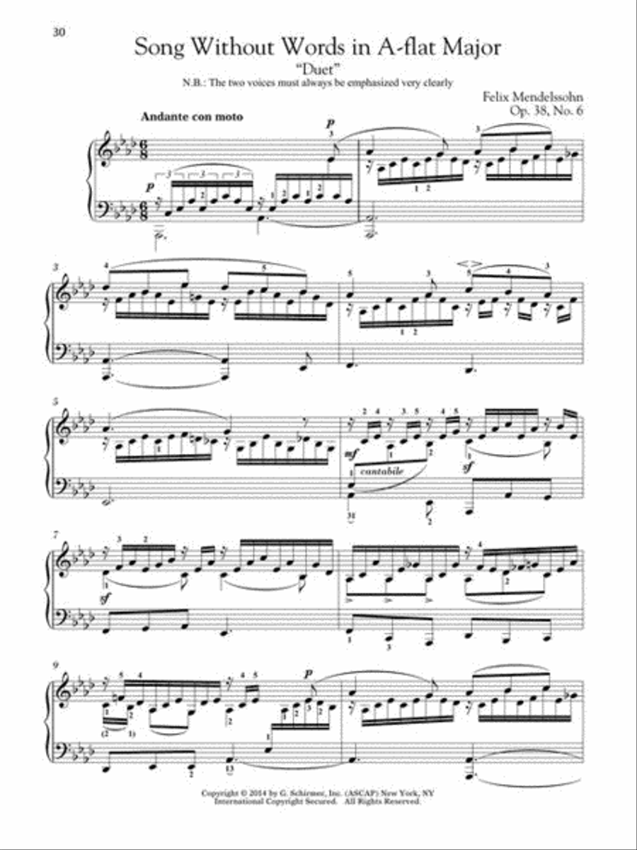Mendelssohn - Selections from Songs Without Words Piano Solo scores gallery preview page 8