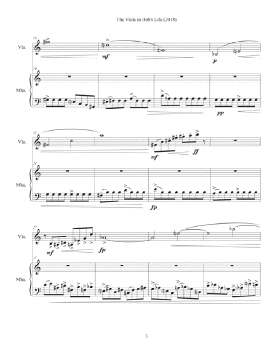 The Viola in Bob's Life (2018) for viola and percussion Small Ensemble scores gallery preview page 5