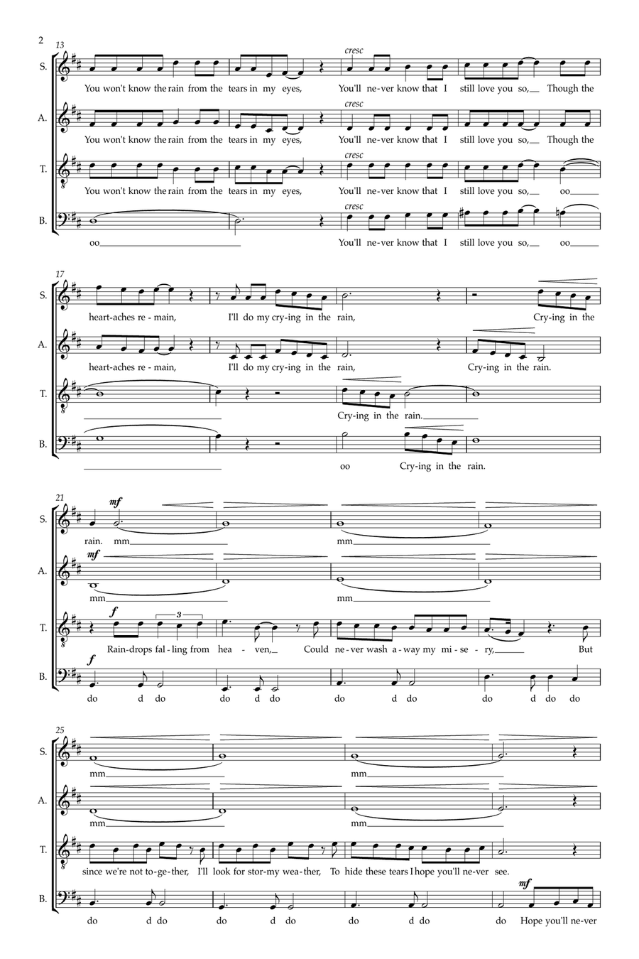 Crying In The Rain (arr. Richard Salt) 4-Part scores gallery preview page 2