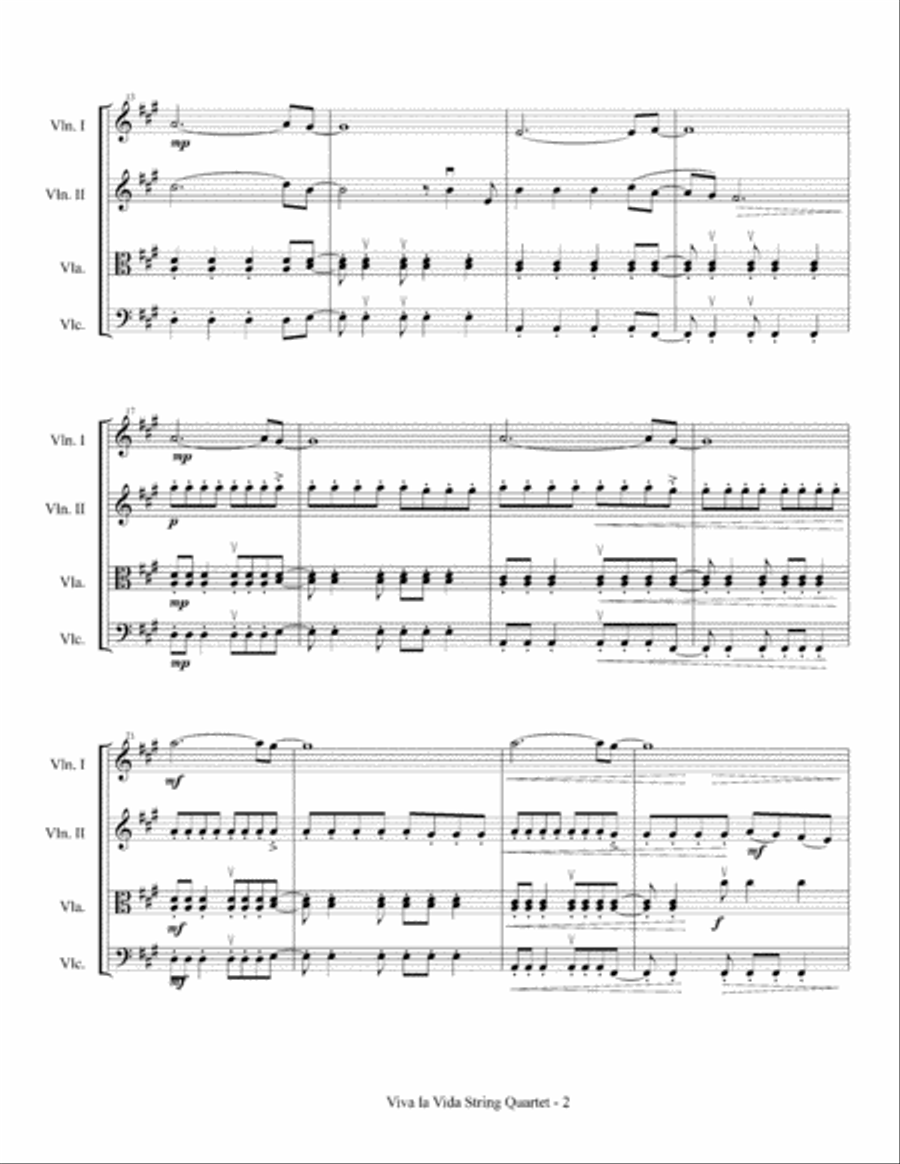 Viva La Vida String Quartet scores gallery preview page 3