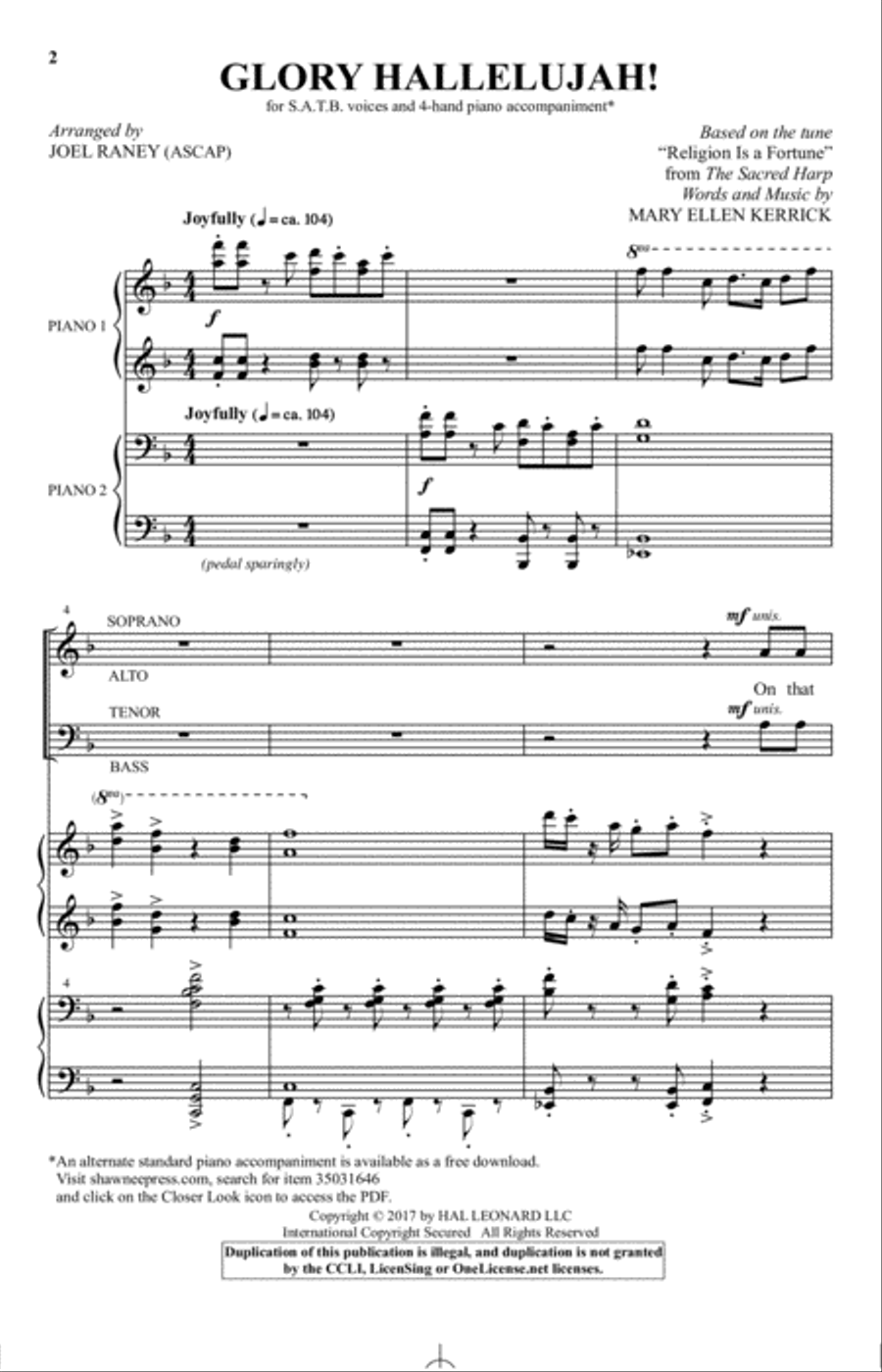 Glory Hallelujah! 4-Part scores gallery preview page 1