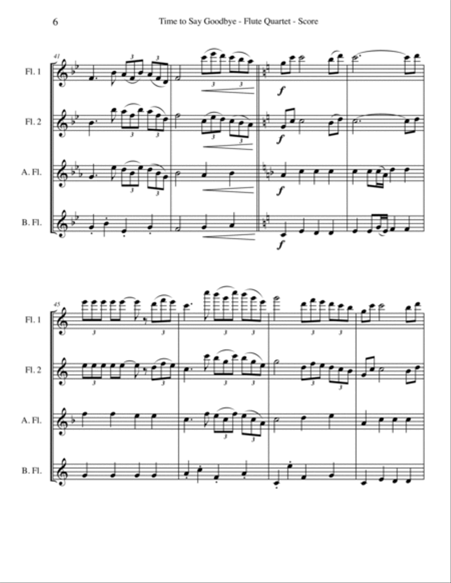 Time To Say Goodbye Woodwind Quartet scores gallery preview page 6