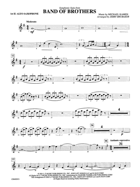Band of Brothers, Symphonic Suite from: E-flat Alto Saxophone