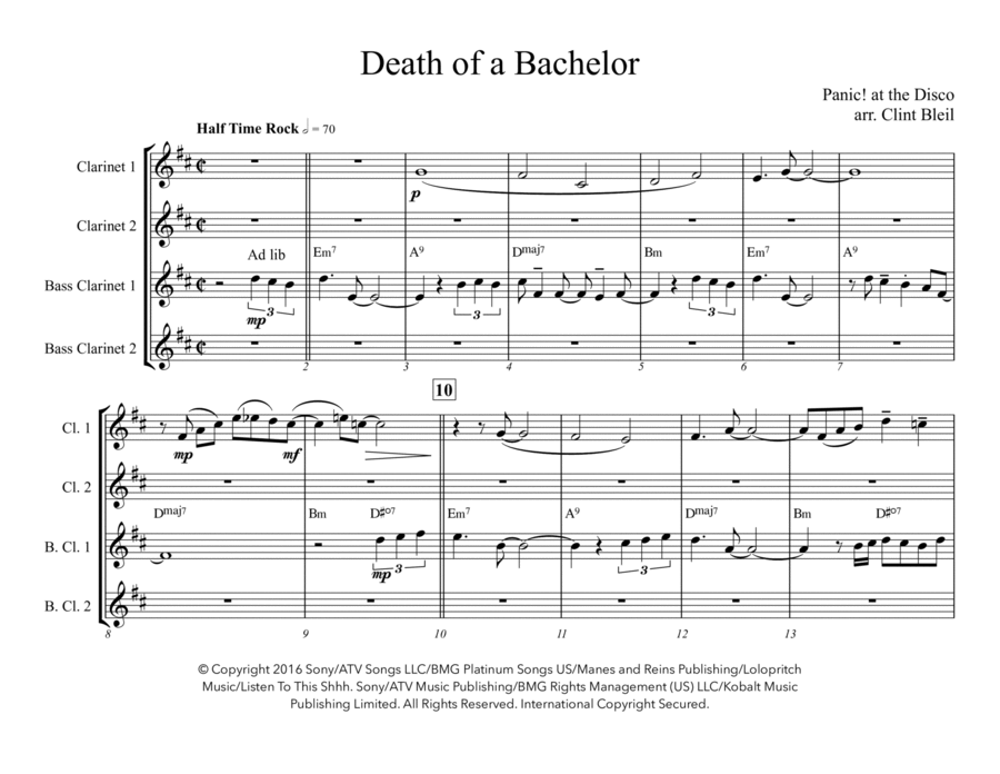 Death Of A Bachelor Death Of A Bachelor Woodwind Quartet scores gallery preview page 1