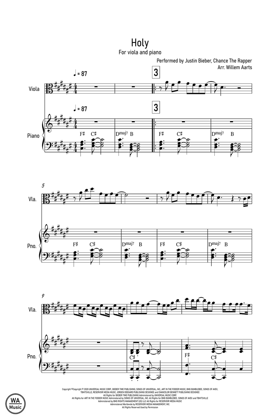 Holy Holy Viola scores gallery preview page 1