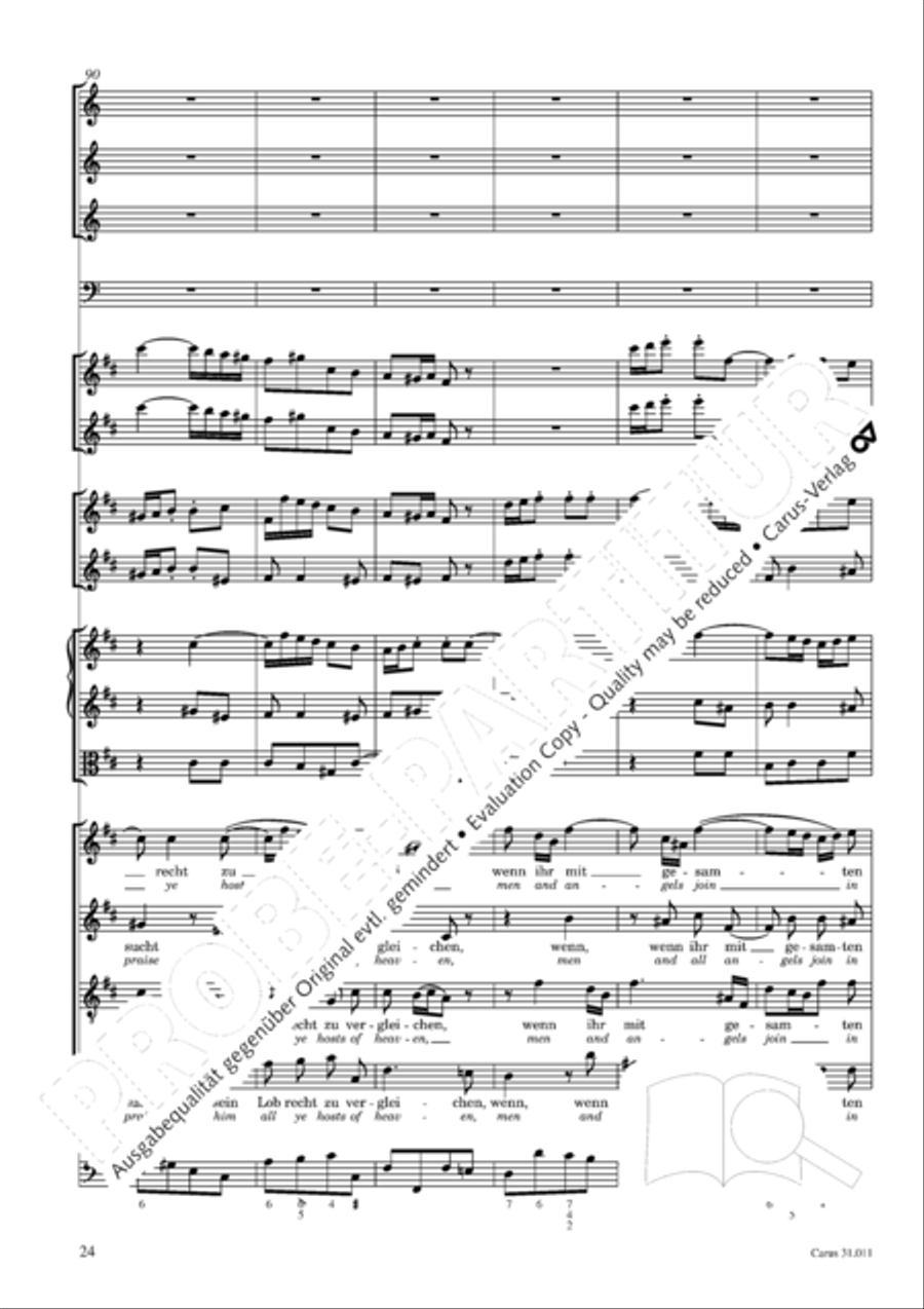 Lobet Gott in seinen Reichen (Himmelfahrtsoratorium) 4-Part scores gallery preview page 25
