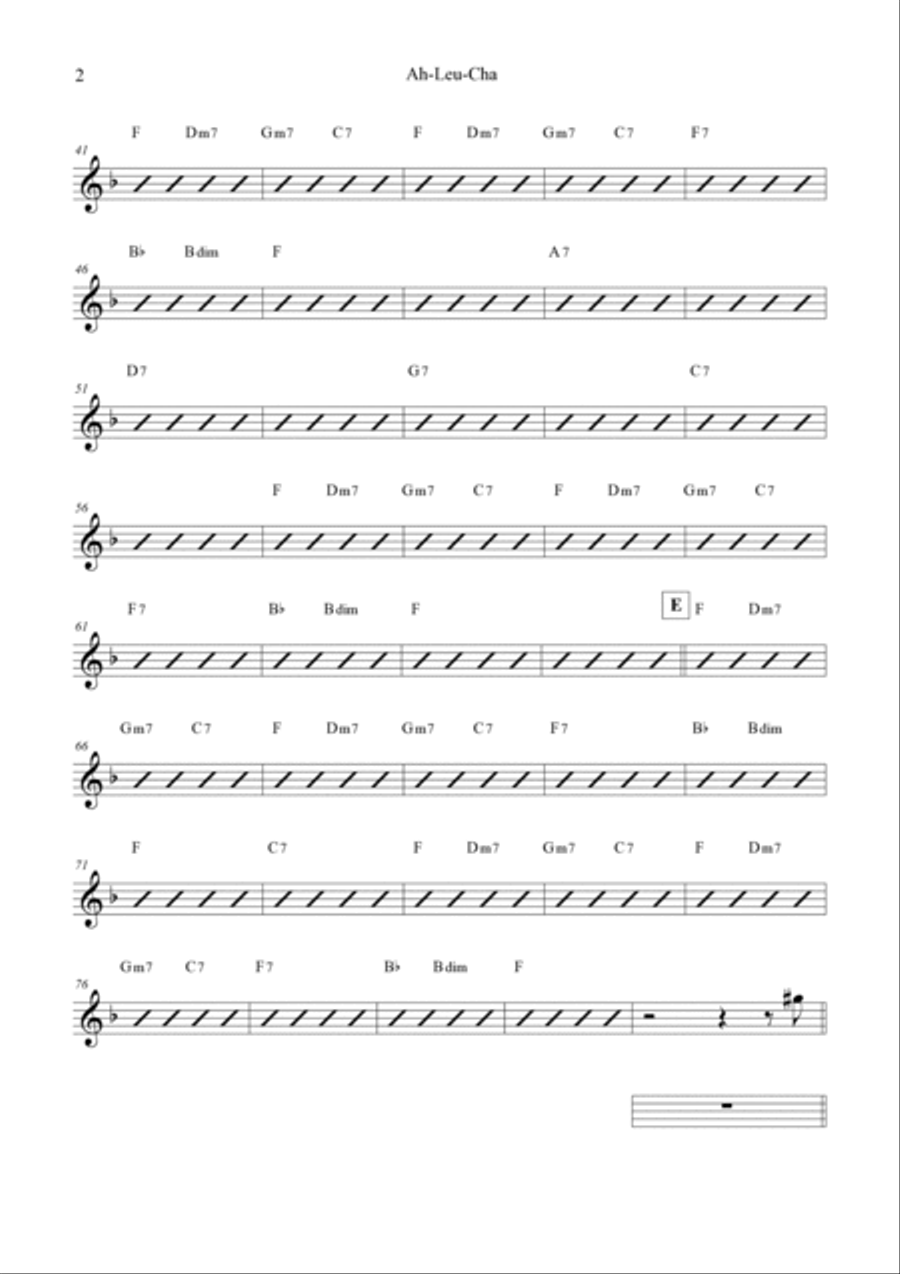 Ah-leu-cha Piano, Vocal, Guitar scores gallery preview page 2