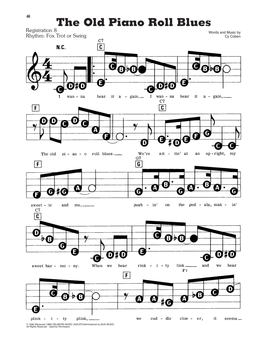 The Old Piano Roll Blues Electronic Keyboard scores gallery preview page 1