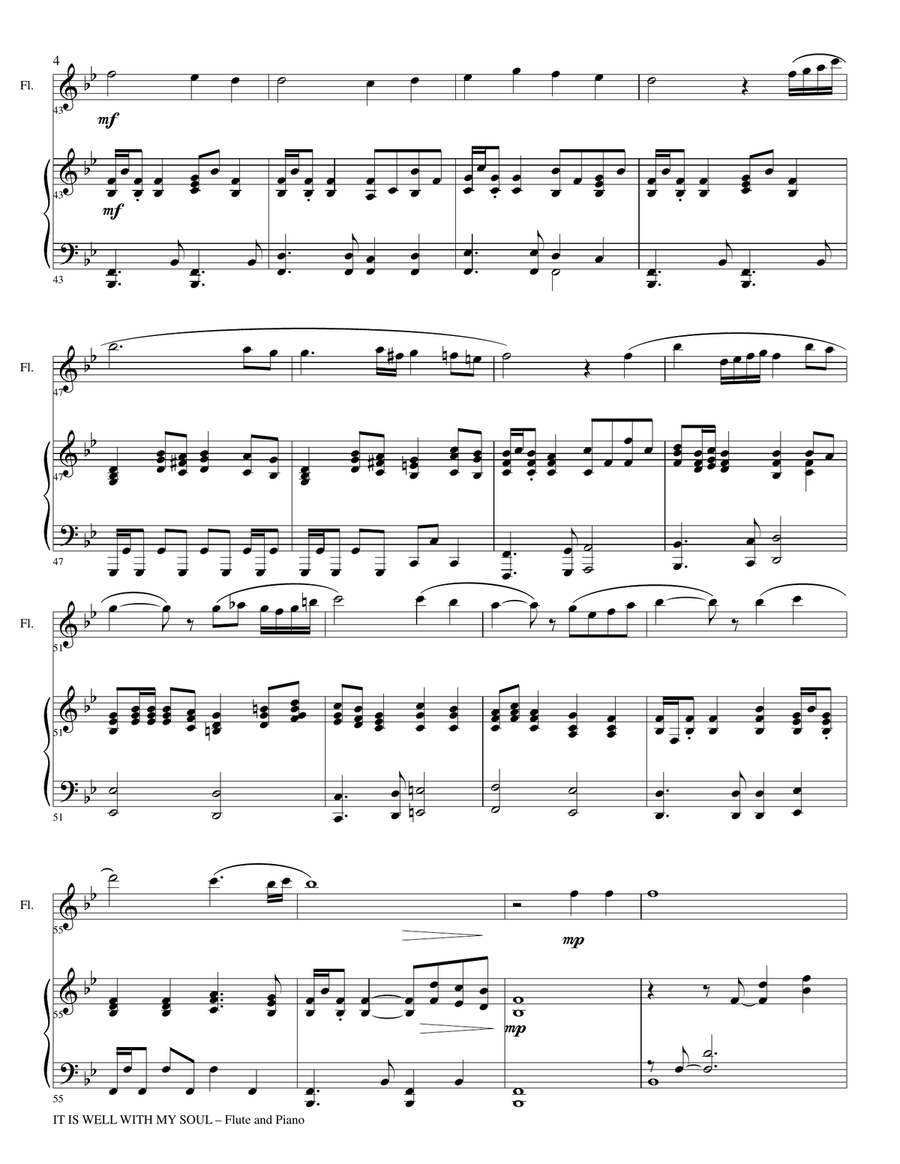 IT IS WELL WITH MY SOUL (Duet – Flute and Piano/Score and Parts) Woodwind Duet scores gallery preview page 4