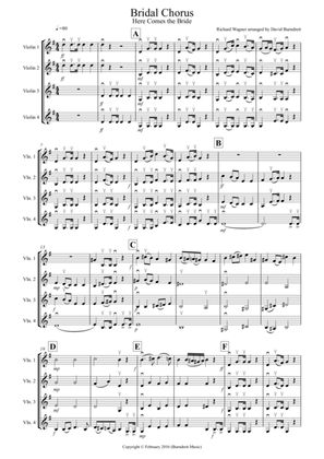 Bridal Chorus "Here comes the Bride" for Violin Quartet