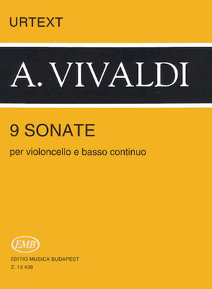 Book cover for 9 Sonatas for Violoncello and Basso Continuo, RV 39-47