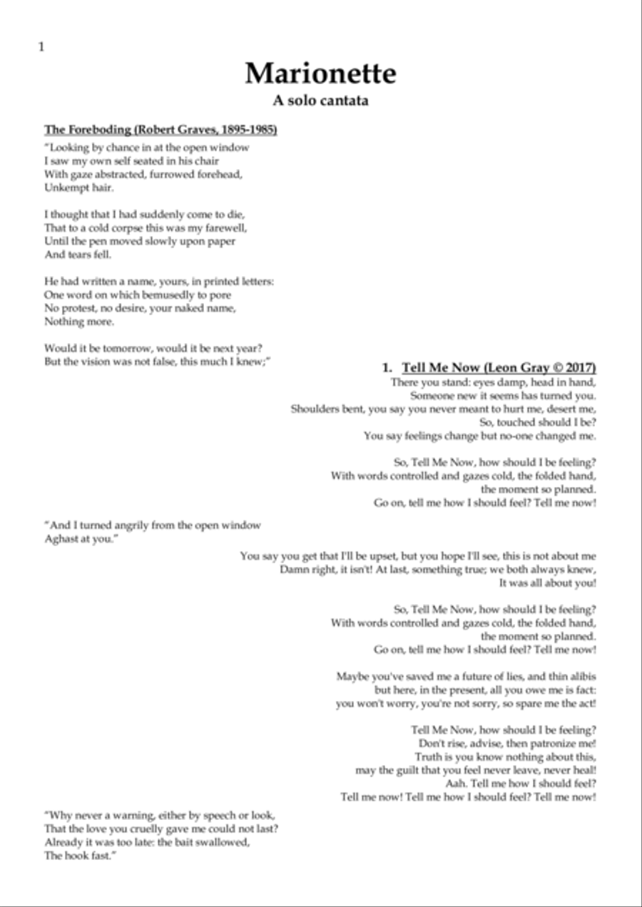 Marionette, a solo cantata for voice and piano Medium Voice scores gallery preview page 4