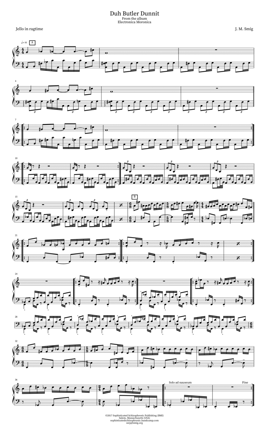 Duh Butler Dunnit Duh Butler Dunnit Piano Solo scores gallery preview page 1