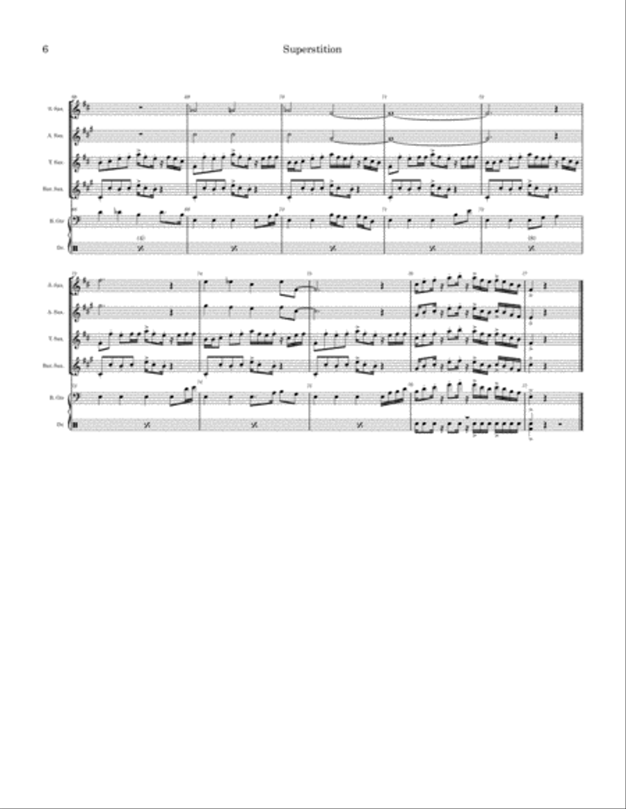 Superstition Saxophone Quartet scores gallery preview page 6