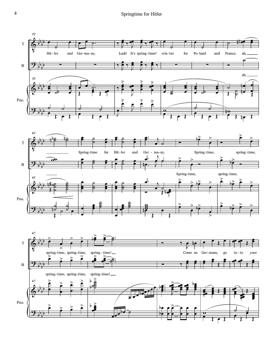 Springtime For Hitler TTBB scores gallery preview page 4
