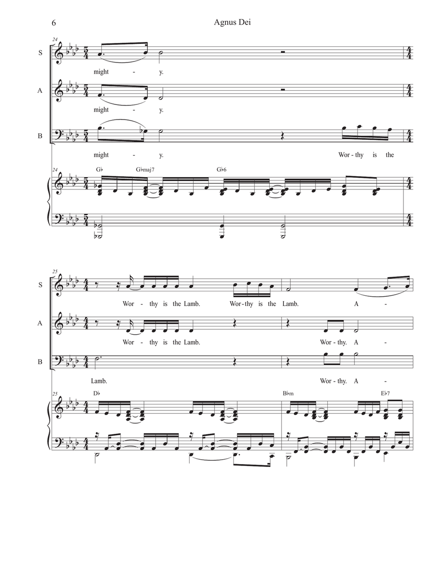 Medley: Agnus Dei with How Great Thou Art 3-Part scores gallery preview page 6