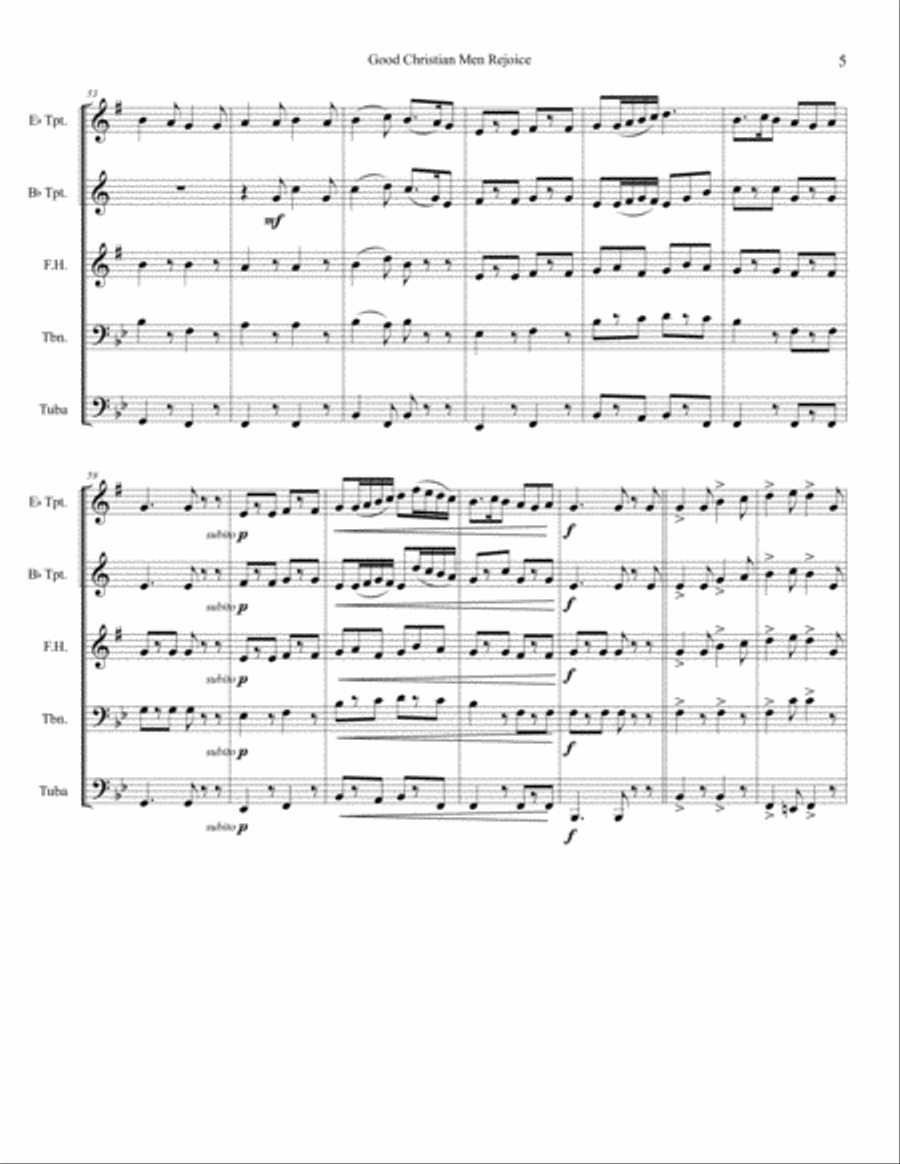Good Christian Men Rejoice Brass Ensemble scores gallery preview page 5