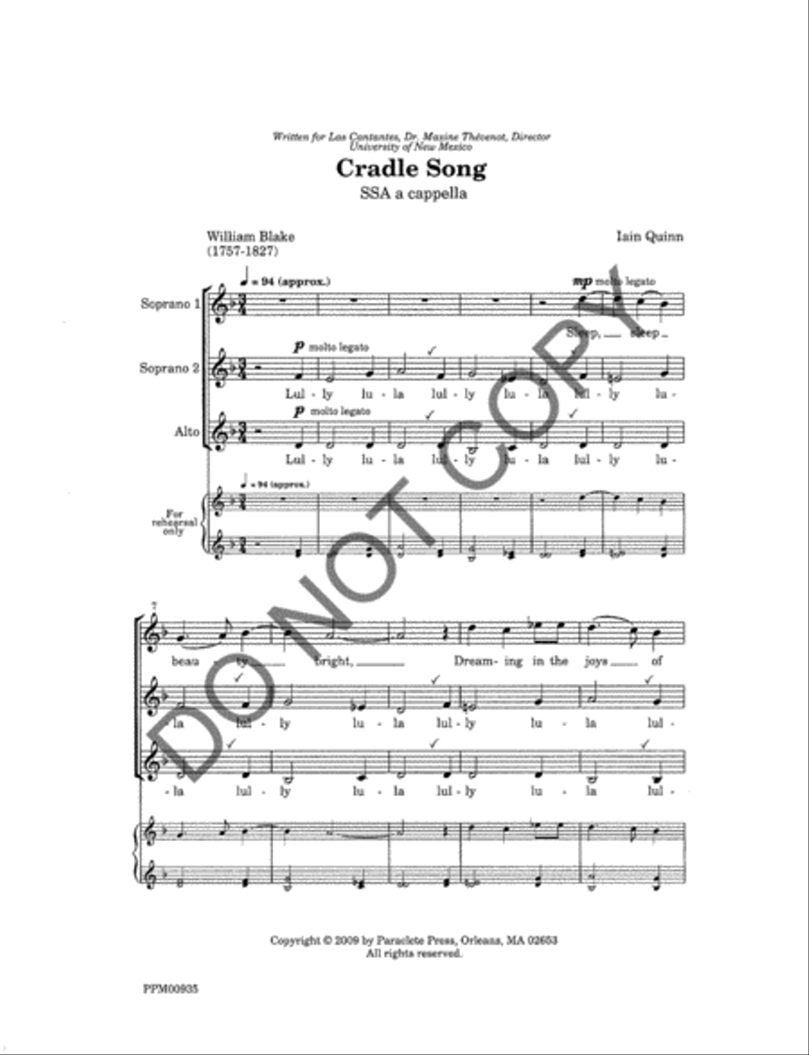 Cradle Song SSA scores gallery preview page 3