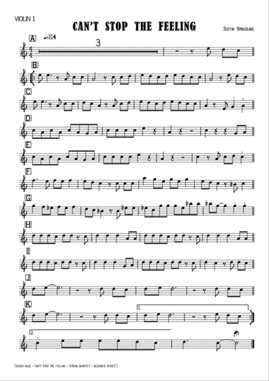 Can't Stop The Feeling from TROLLS String Quartet scores gallery preview page 2