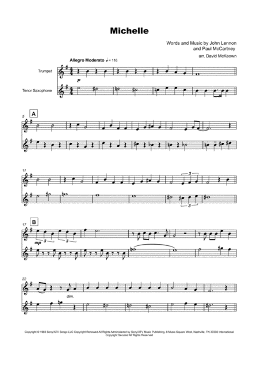 Michelle Tenor Saxophone scores gallery preview page 2