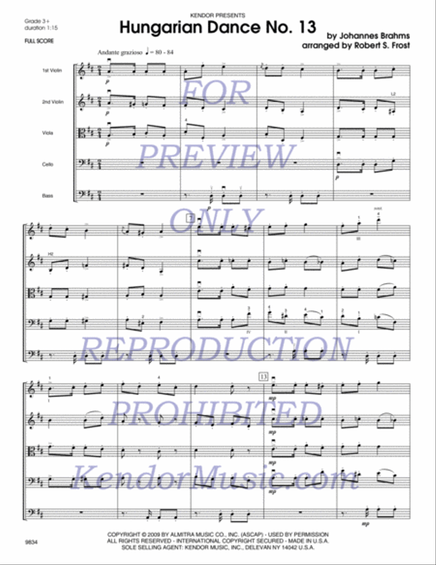 Hungarian Dance No. 13 String Orchestra scores gallery preview page 2