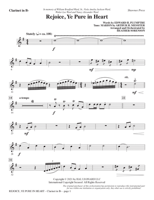 Book cover for Rejoice, Ye Pure In Heart (arr. Heather Sorenson) - Bb Clarinet