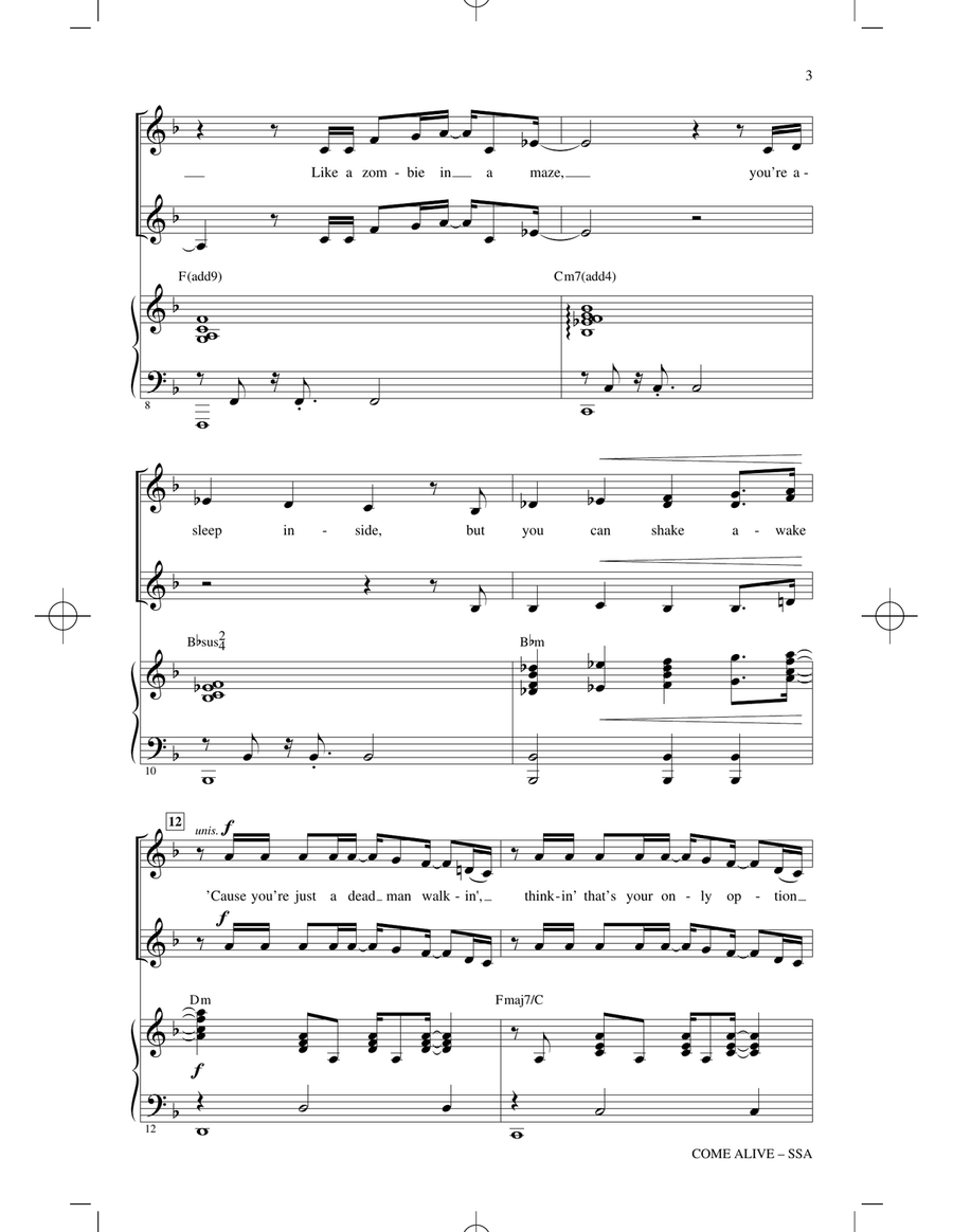 Come Alive (from The Greatest Showman) (arr. Mark Brymer) SSA scores gallery preview page 2