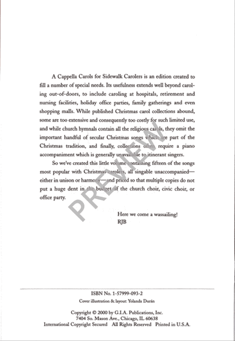 A Cappella Carols for Sidewalk Carolers 4-Part scores gallery preview page 3