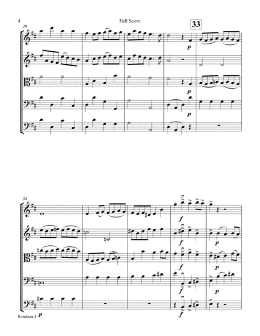 Rondeau- string quartet with optional bass String Quartet scores gallery preview page 4