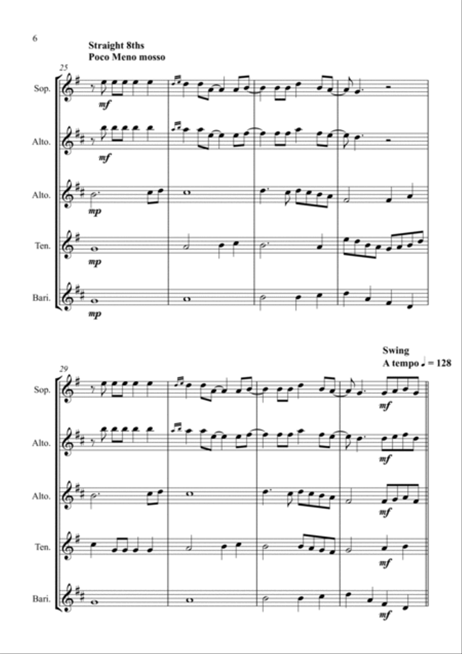Bad Romance Saxophone Quartet scores gallery preview page 6