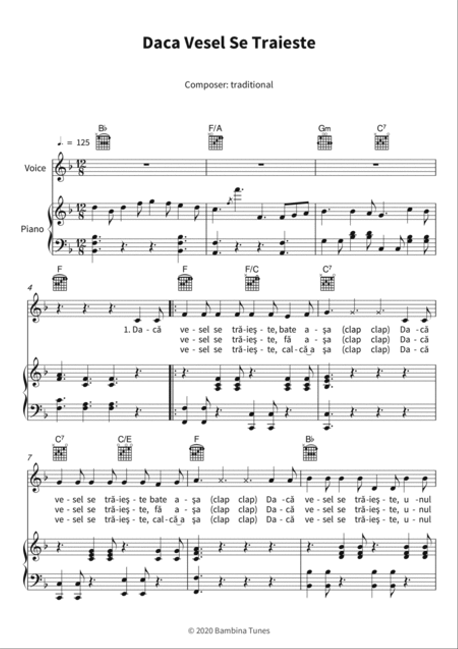 Daca Vesel Se Traieste Piano, Vocal, Guitar scores gallery preview page 3
