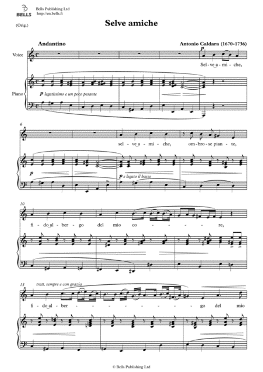 Selve amiche (Original key. A minor) Voice Solo scores gallery preview page 1